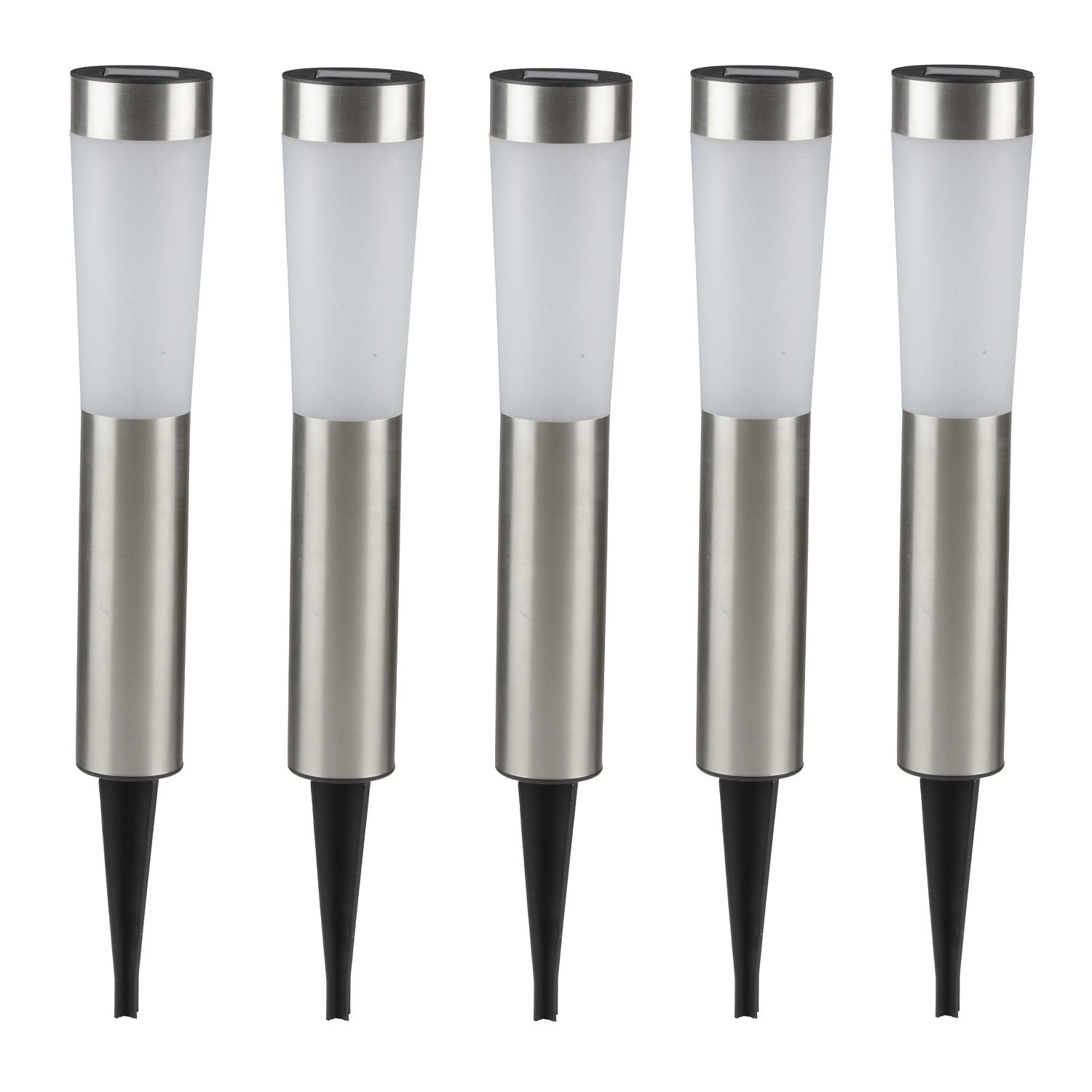 Grundig Prikspot - 5x - solar - tuinverlichting - RVS - 56 cm -