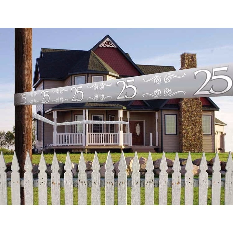 2x stuks 25 jaar jubileum markeerlinten zilver van 15 meter p/st -