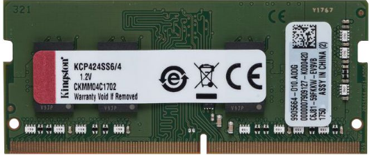 KCP424SS6/4 - Geheugen - DDR4 (SO DIMM) - 4 GB: 1 x 4 GB - 260-PIN - 2400 MHz / PC4-19200 - CL17