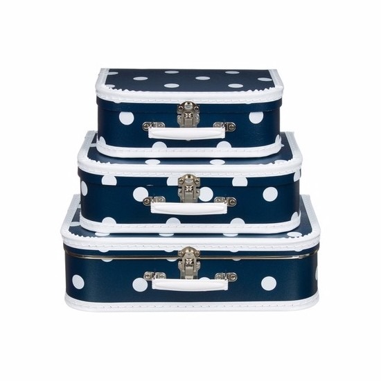 Koffertje navy polka dot 30 cm -