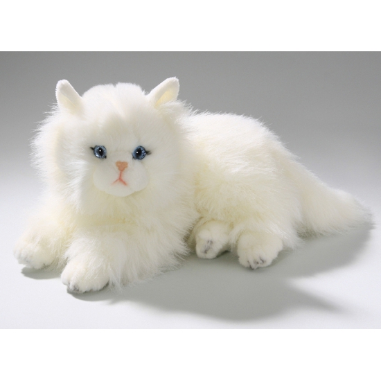 Perzische kat/poes knuffel - wit - 30 cm - pluche - katten/poezen - kattenknuffels -