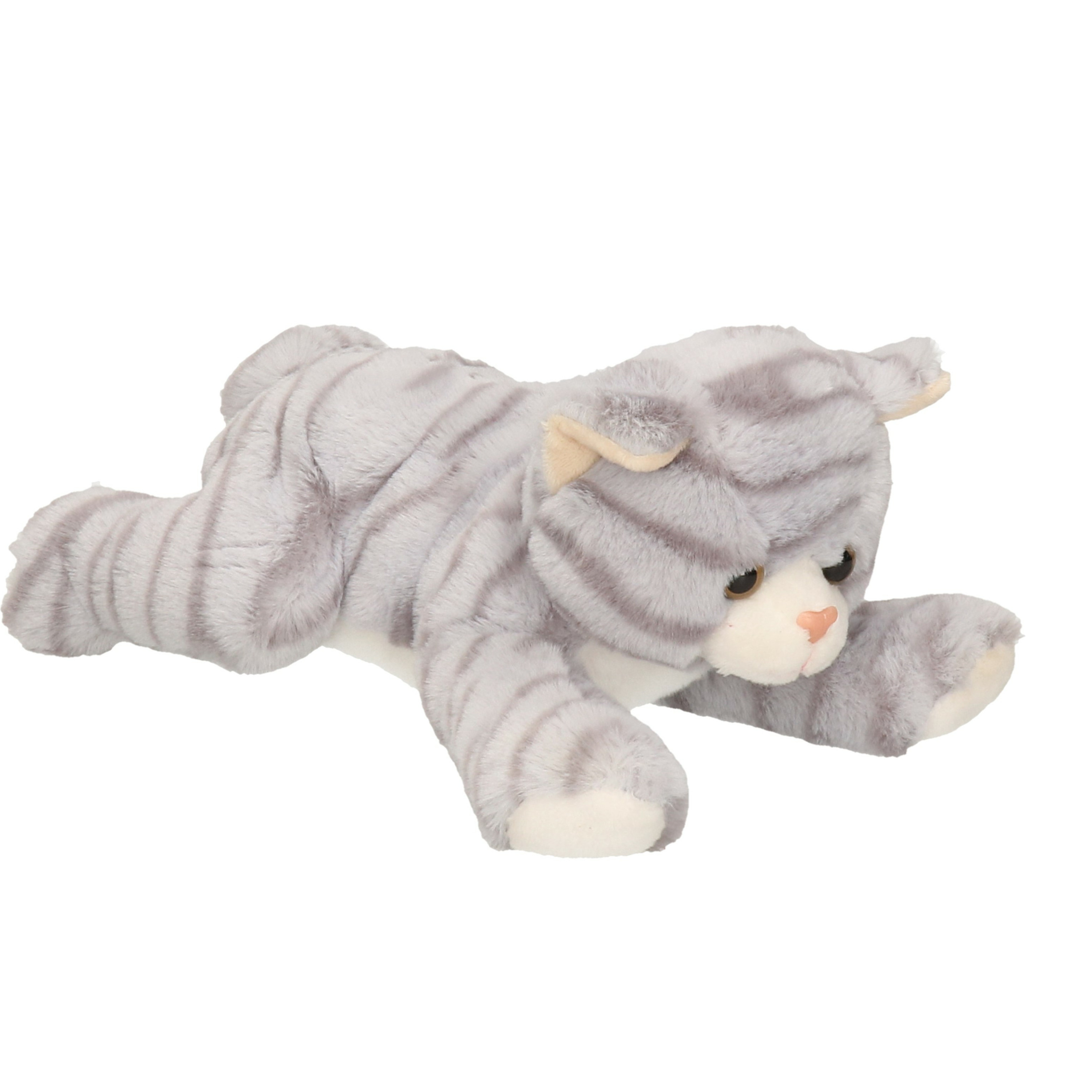 Pluche poes/kat knuffel - grijs - 25 cm - speelgoed knuffels -