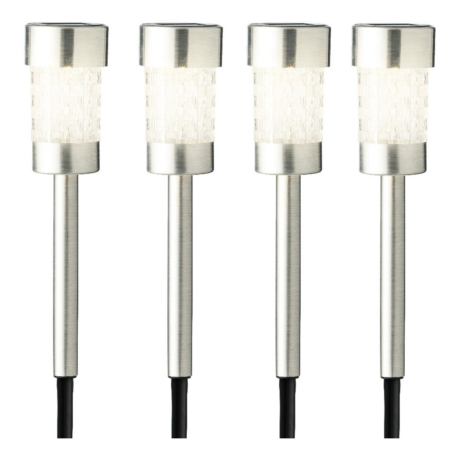 4x Buiten/tuin LED zilveren stekers solar verlichtingen 26 cm -