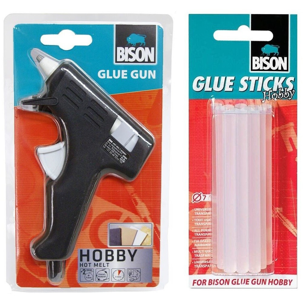 Bison Hobby lijmpistool 11 cm met 12 lijmpatronen -