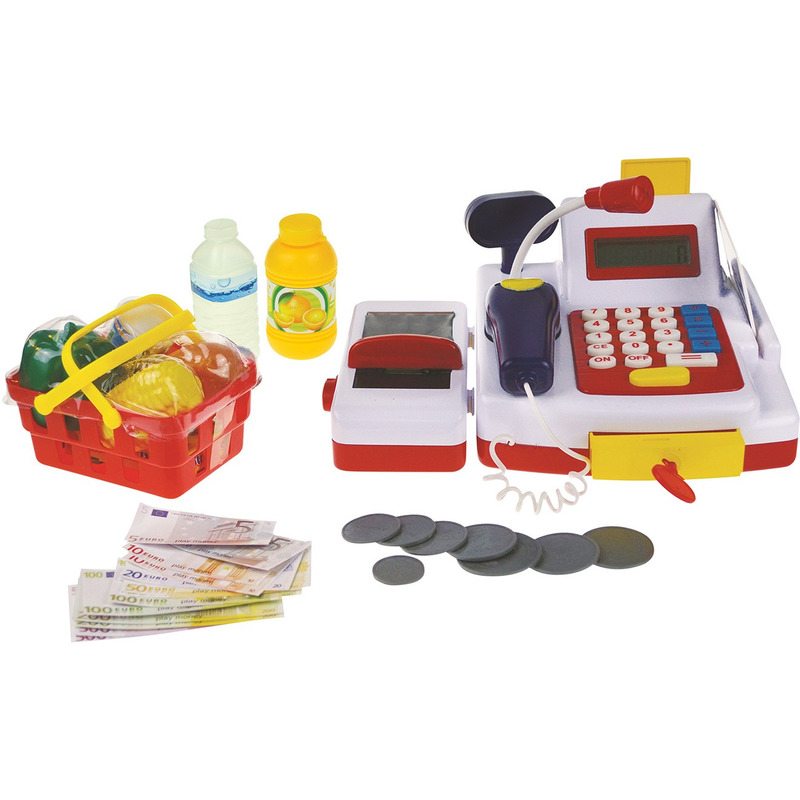 Speelgoed kassa met boodschappen 30 x 30 x 15 cm voor kinderen -