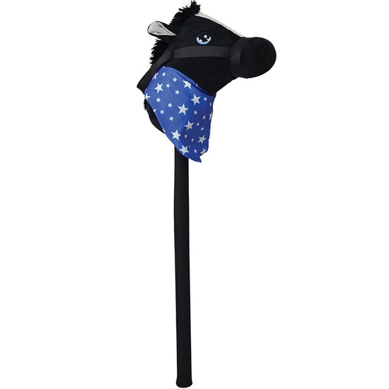Zwart stokpaardje met geluid 68 cm voor kinderen -