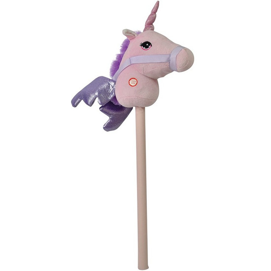 Roze eenhoorn stokpaardje met geluid 68 cm voor kinderen -