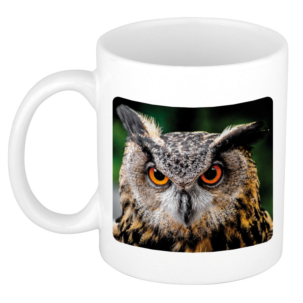 Uil Oehoe dieren mok / beker wit 300 ml -