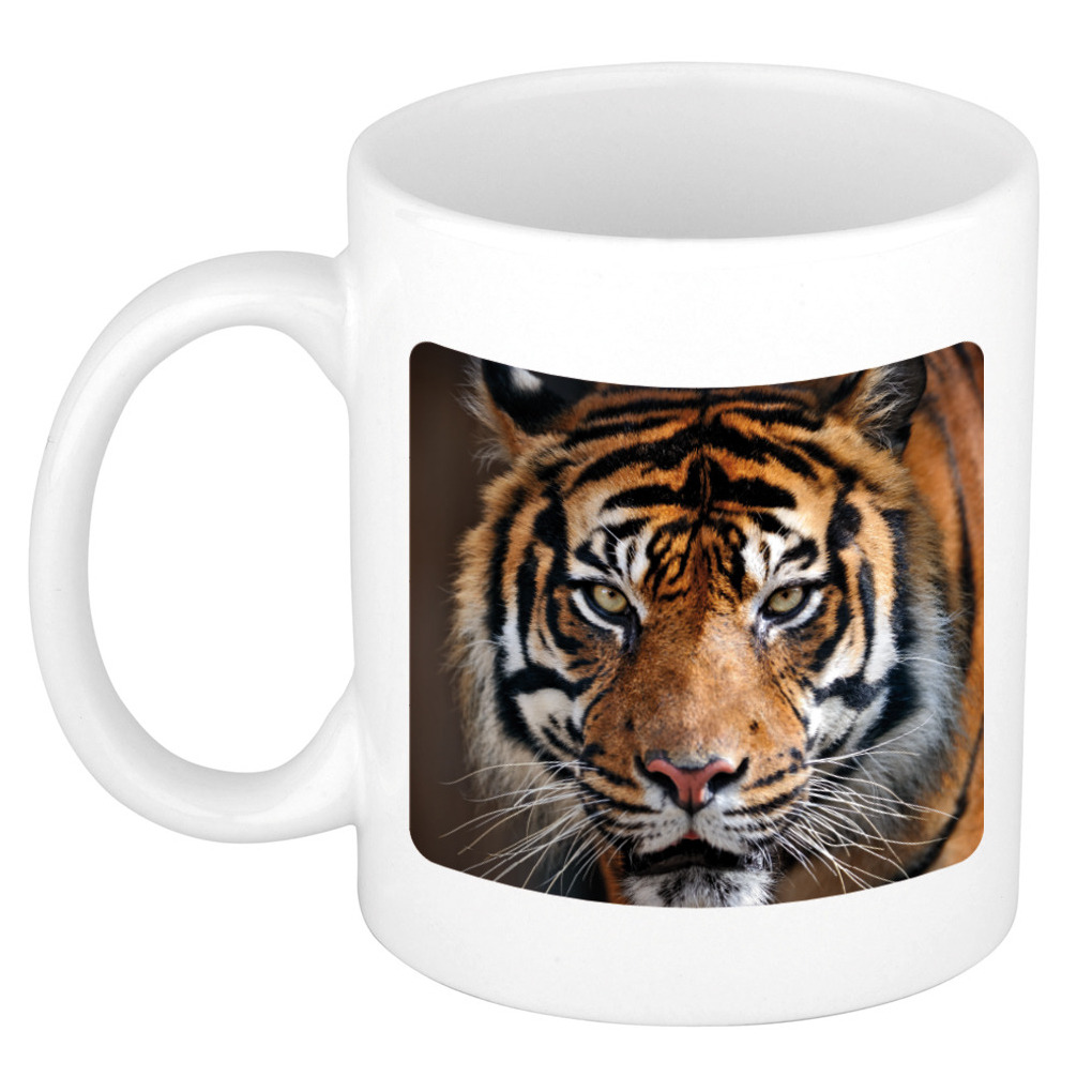 Siberische tijger dieren mok / beker wit 300 ml -