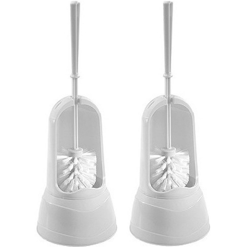 2x stuks witte toiletborstel/WC-borstel met houder 15 x 37,5 cm -