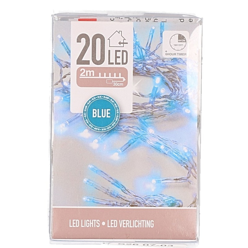 Blauwe lichtsnoer clusterverlichting op batterijen 200 cm -