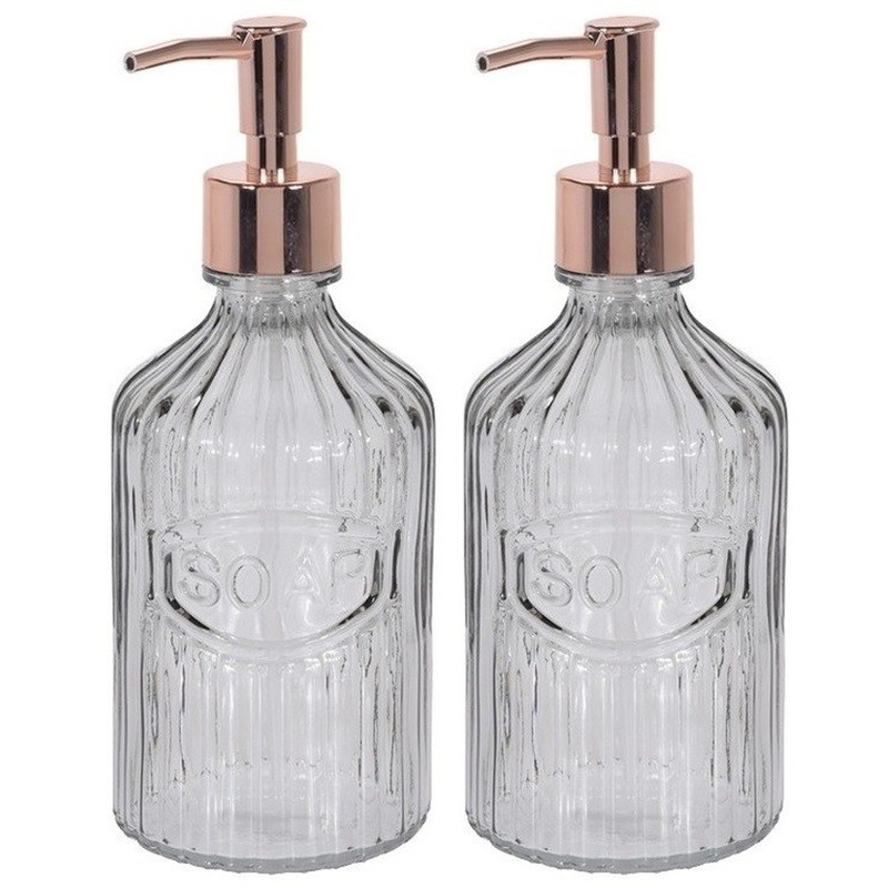 2x Zwarte zeeppompjes van glas 21 cm -