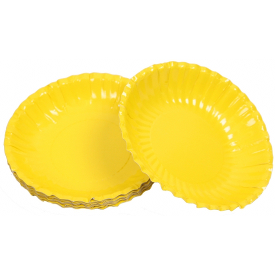 Verjaardag/Party serveerschaaltjes karton geel 16 cm -