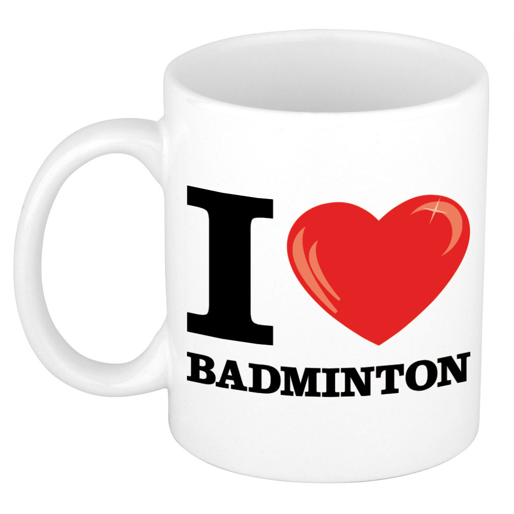 I Love Badminton cadeau mok / beker 300 ml -