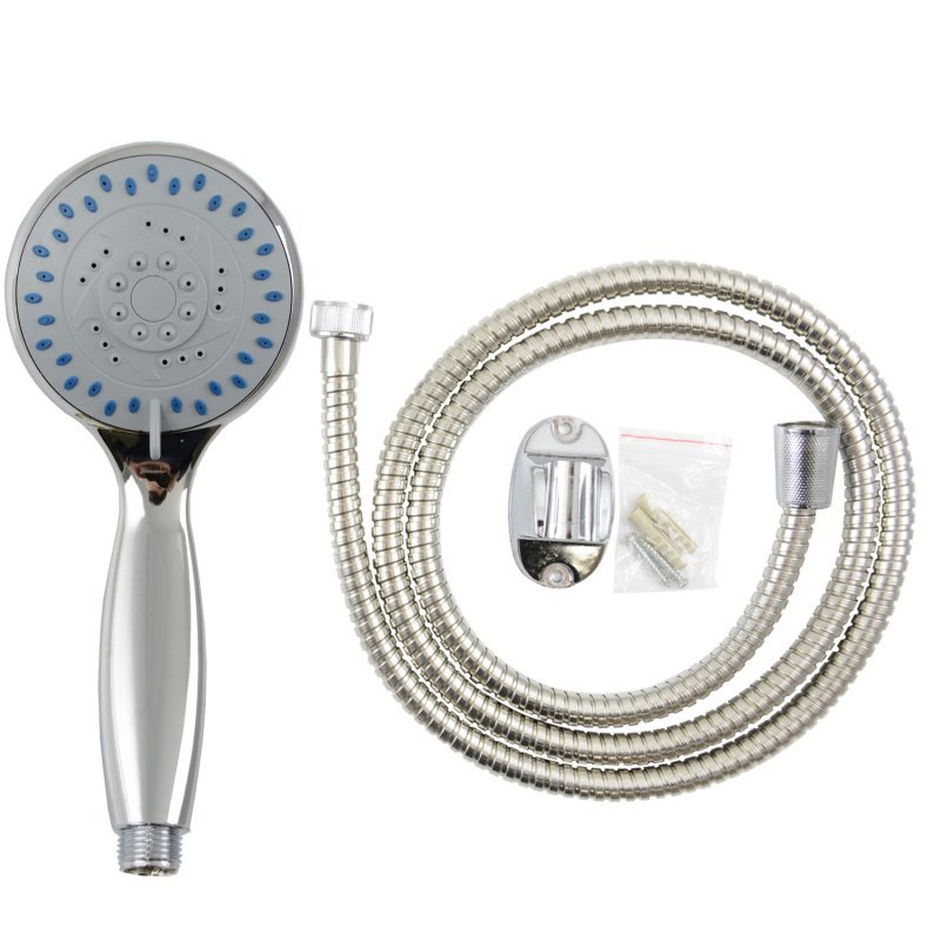 Douchekop met doucheslang zilver/blauw 3 in 1 functie 150 cm -