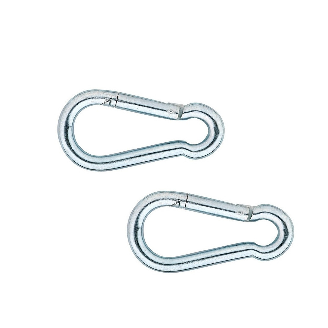 2x stuks karabijnhaak / karabijnhaken verzinkt staal 12 cm - snaphooks/ carabiners -
