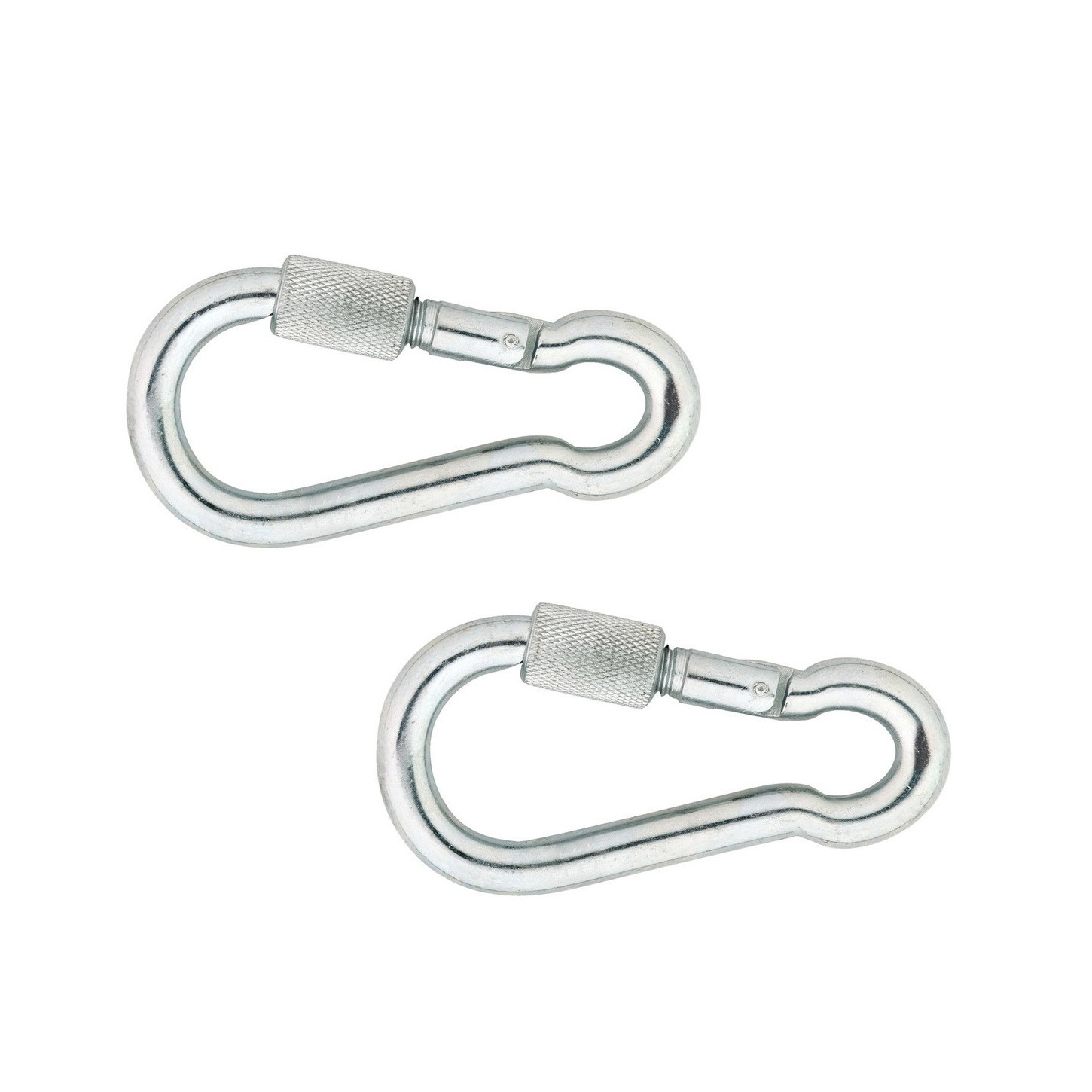 2x stuks karabijnhaak / karabijnhaken met veiligheidsschroef verzinkt staal 5 cm -