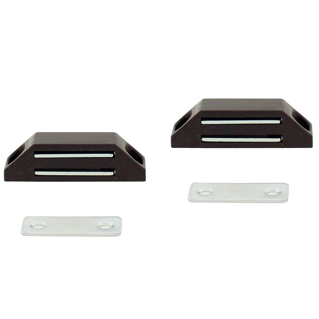 2x stuks magneetsnapper / magneetsnappers met metalen sluitplaat bruin 6 x 3,8 x 1,6 cm -