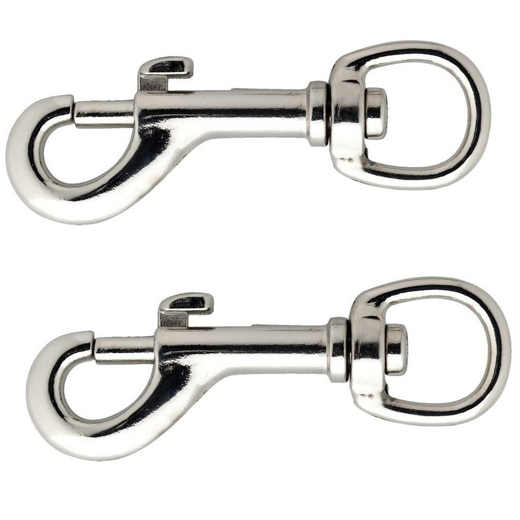 Musketonhaak - 2x stuks - vernikkeld - 5 x 1 cm - hondenlijnhaak -