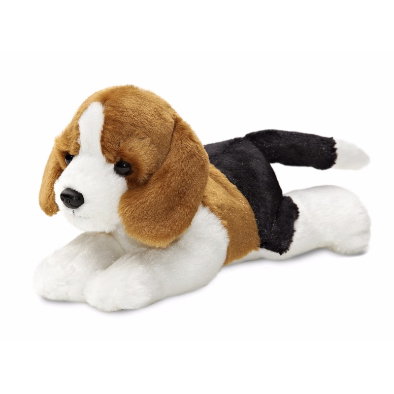 Knuffeldier Beagle hond - pluche knuffel - 20 cm - bruin/wit - knuffel huisdier -