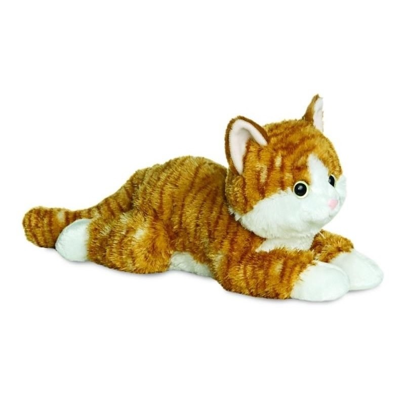 Aurora Pluche kat/poes knuffel - rood - 20 cm - Katten knuffels -