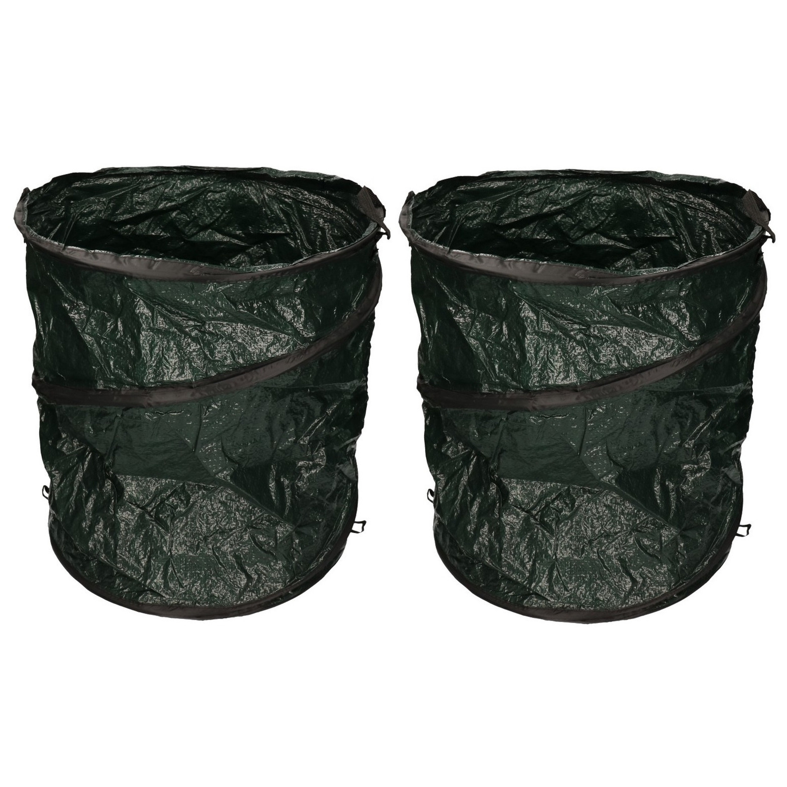 2x Donkergoene pop-up tuinafvalzakken 90 liter -