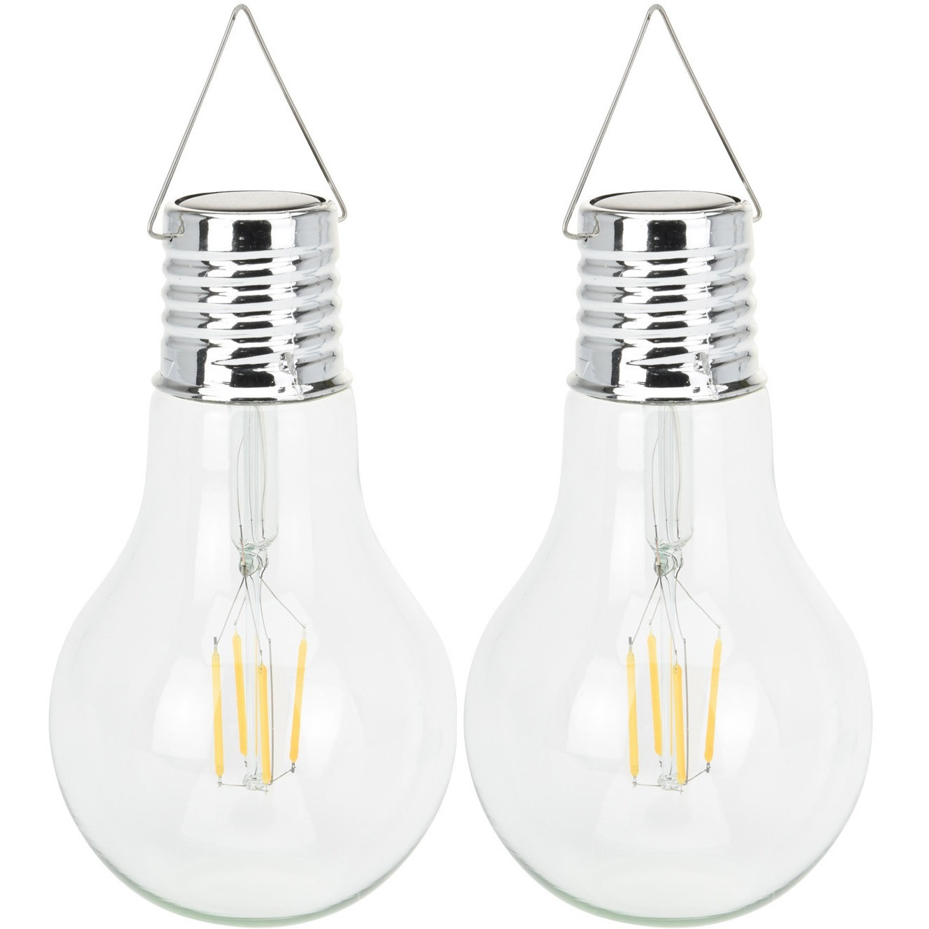 2x Solar hang lampenbolletjes op zonne-energie 17,5 cm tuinverlichting -