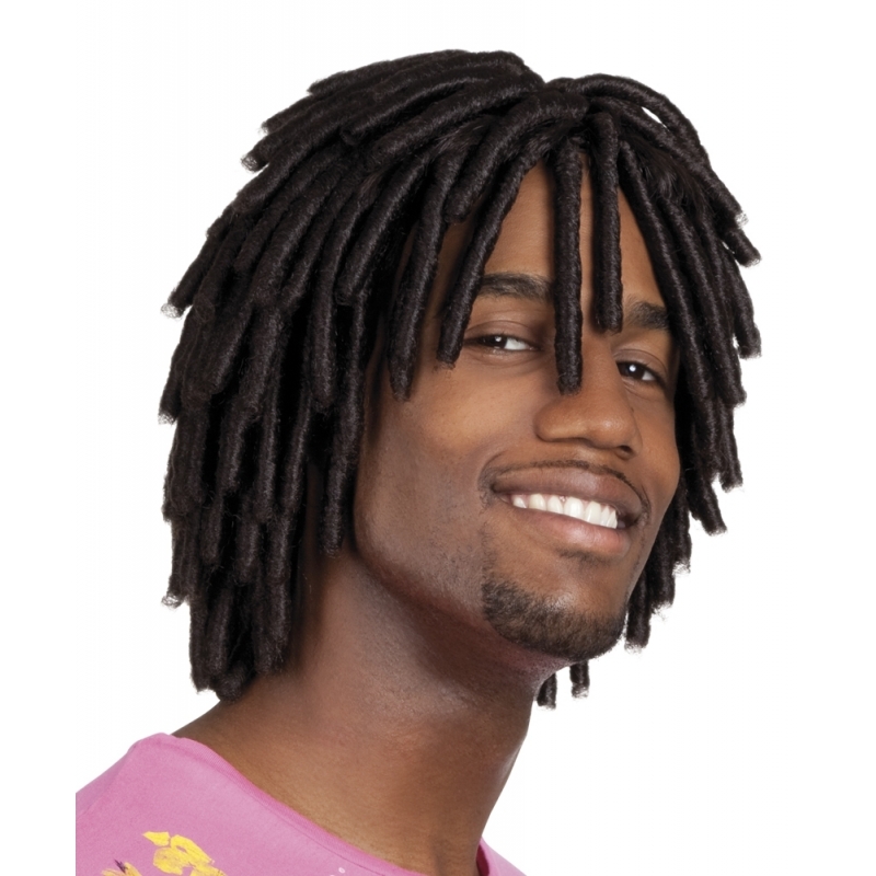 Verkleed pruik heren - zwart - met half lange dreadlocks - carnaval -
