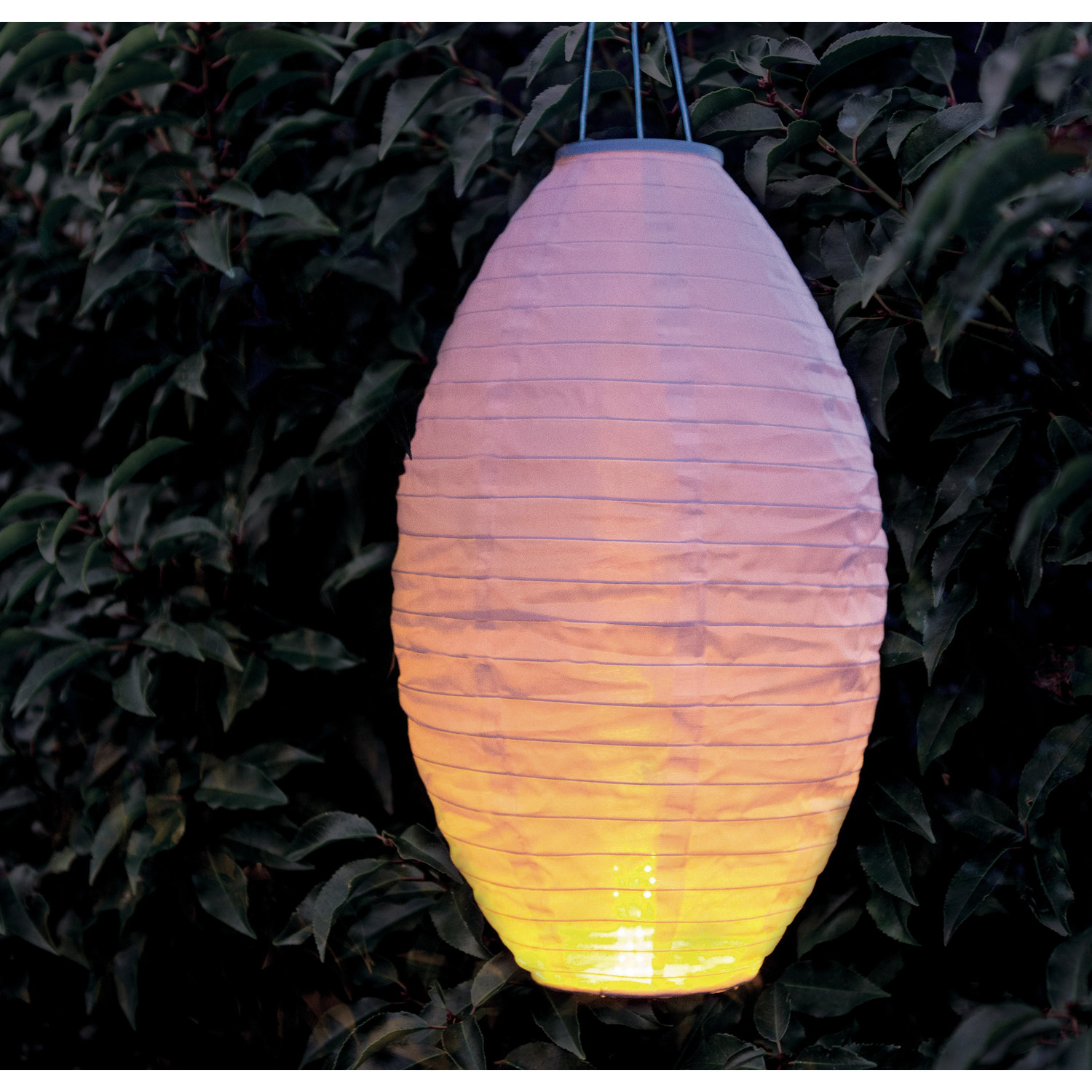 2x stuks luxe solar lampion/lampionnen wit met realistisch vlameffect 30 x 50 cm -