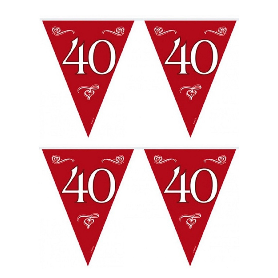 2x stuks 40 jaar jubileum vlaggenlijnen slingers 10 meter -