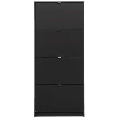 Schoenenkast Hamburg 4 kleppen - zwart - 162x70,3x24 cm - Leen Bakker