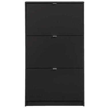 Schoenenkast Hamburg 3 kleppen - zwart - 123,6x70,3x24 cm - Leen Bakker