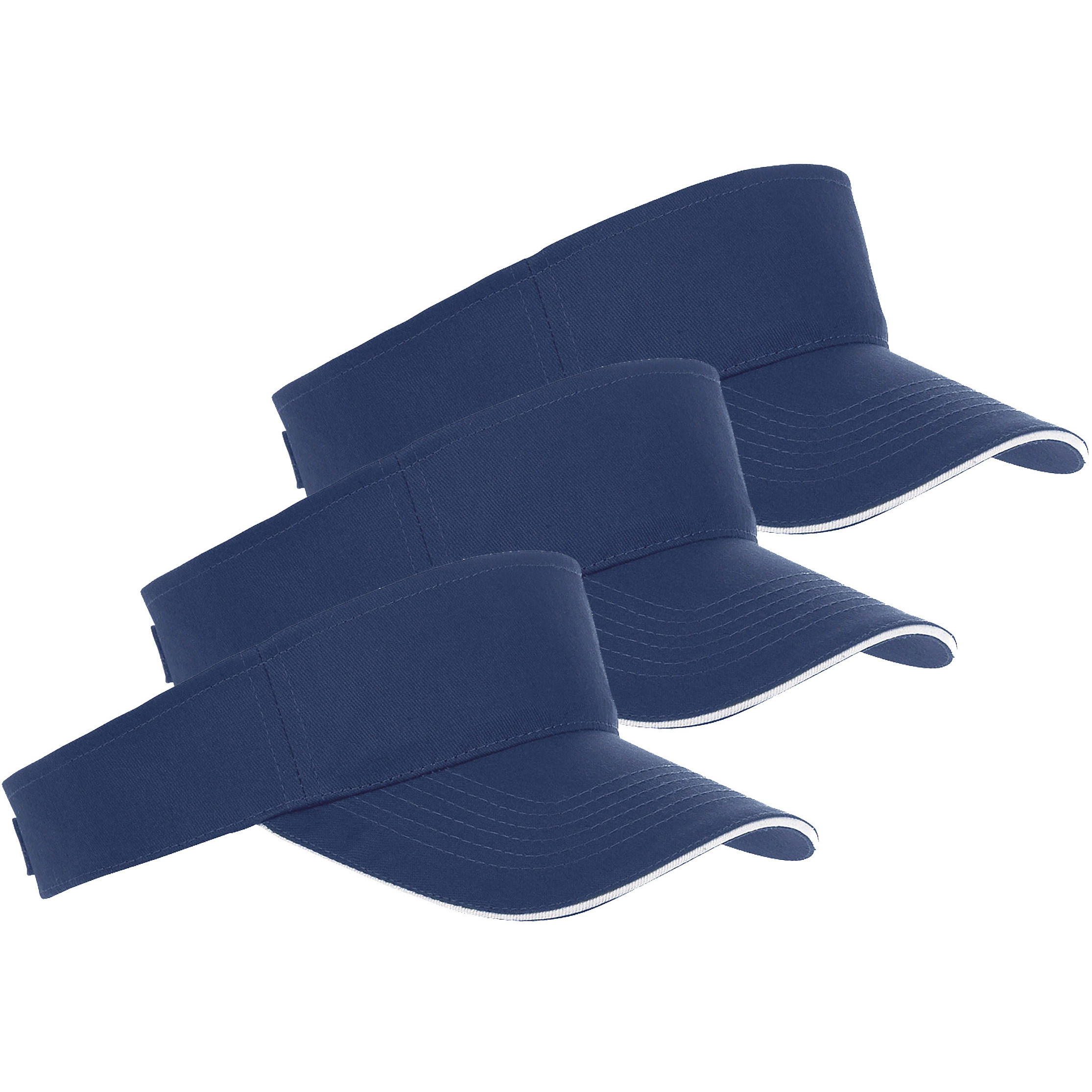 10x Navy blauwe/witte zonnekleppen petjes voor volwassenen -