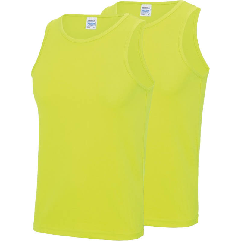 2-Pack Maat M - Sport singlets/hemden neon geel voor heren M -