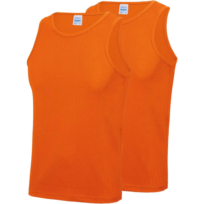 2-Pack Maat L - Sport singlets/hemden oranje voor heren L -