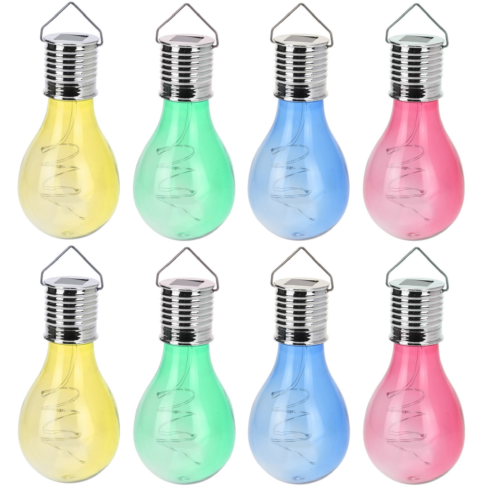 8x Solar hang lampenbolletjes gekleurd op zonne-energie 15 cm tuinverlichting -