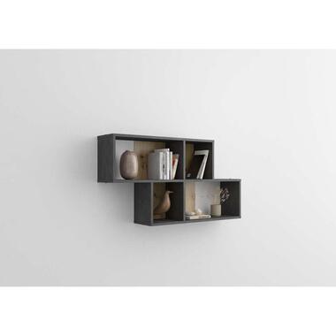 Wandrek Nora - grijs/eiken - 53x100x19,5 cm - Leen Bakker