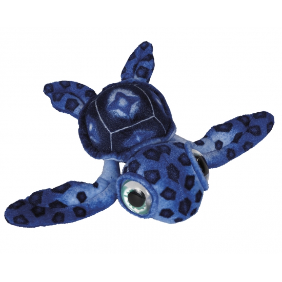 Pluche zeeschildpad knuffel - blauw - groot formaat van 39 cm - zeedieren -