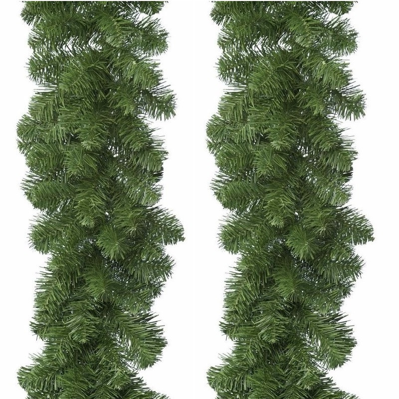 Decoris dennenslinger - 4x - groen - 270 x 9,5 cm - PVC - dennen guirlande -