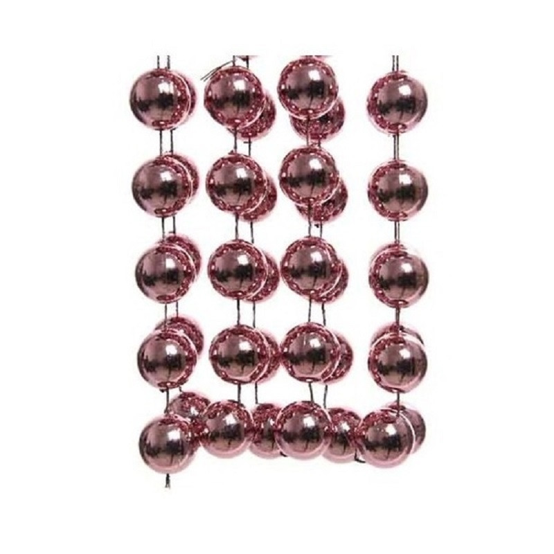3x stuks oud roze XXL kralenslingers kerstslingers 270 cm -