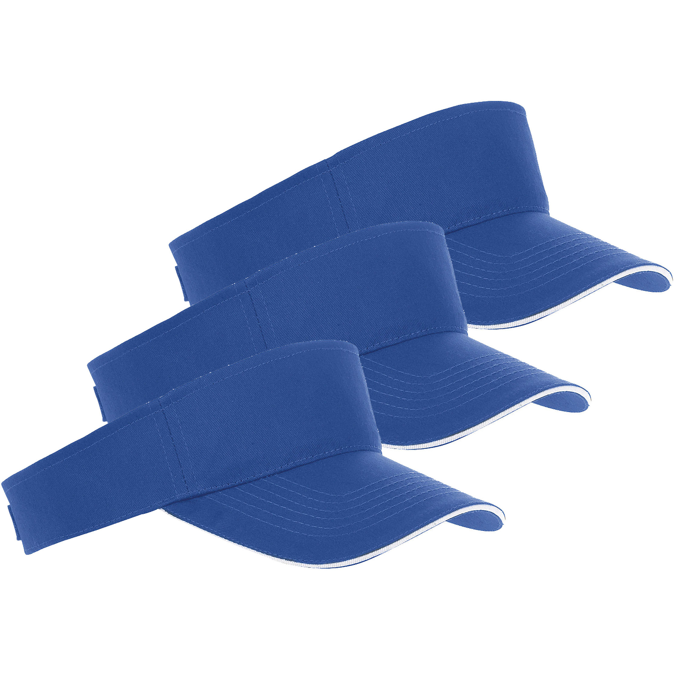10x Kobalt blauwe/witte zonnekleppen petjes voor volwassenen -