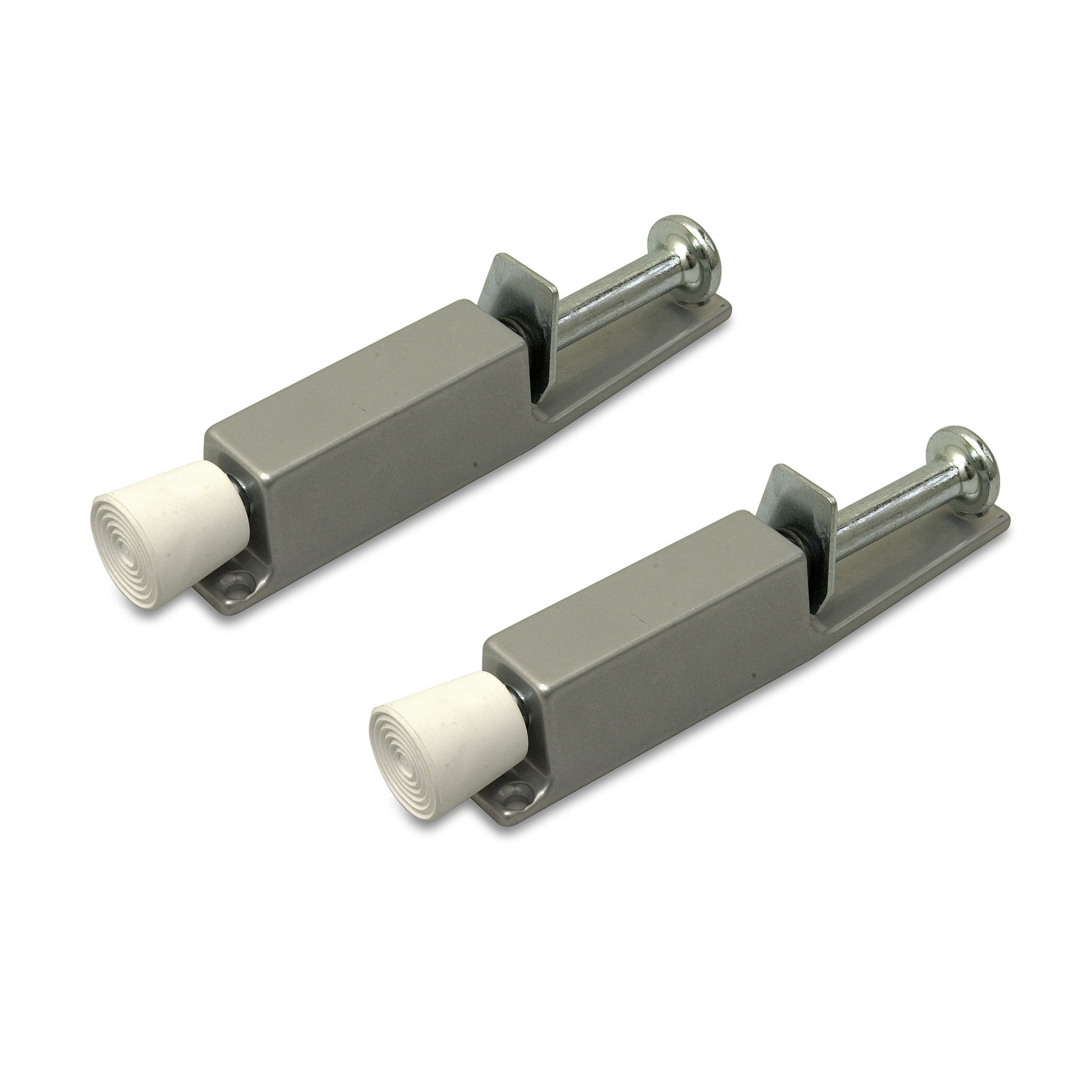 2x stuks deurvastzetter / deurvergrendeling zilvergrijs met voetstift 12 x 2,5 cm -