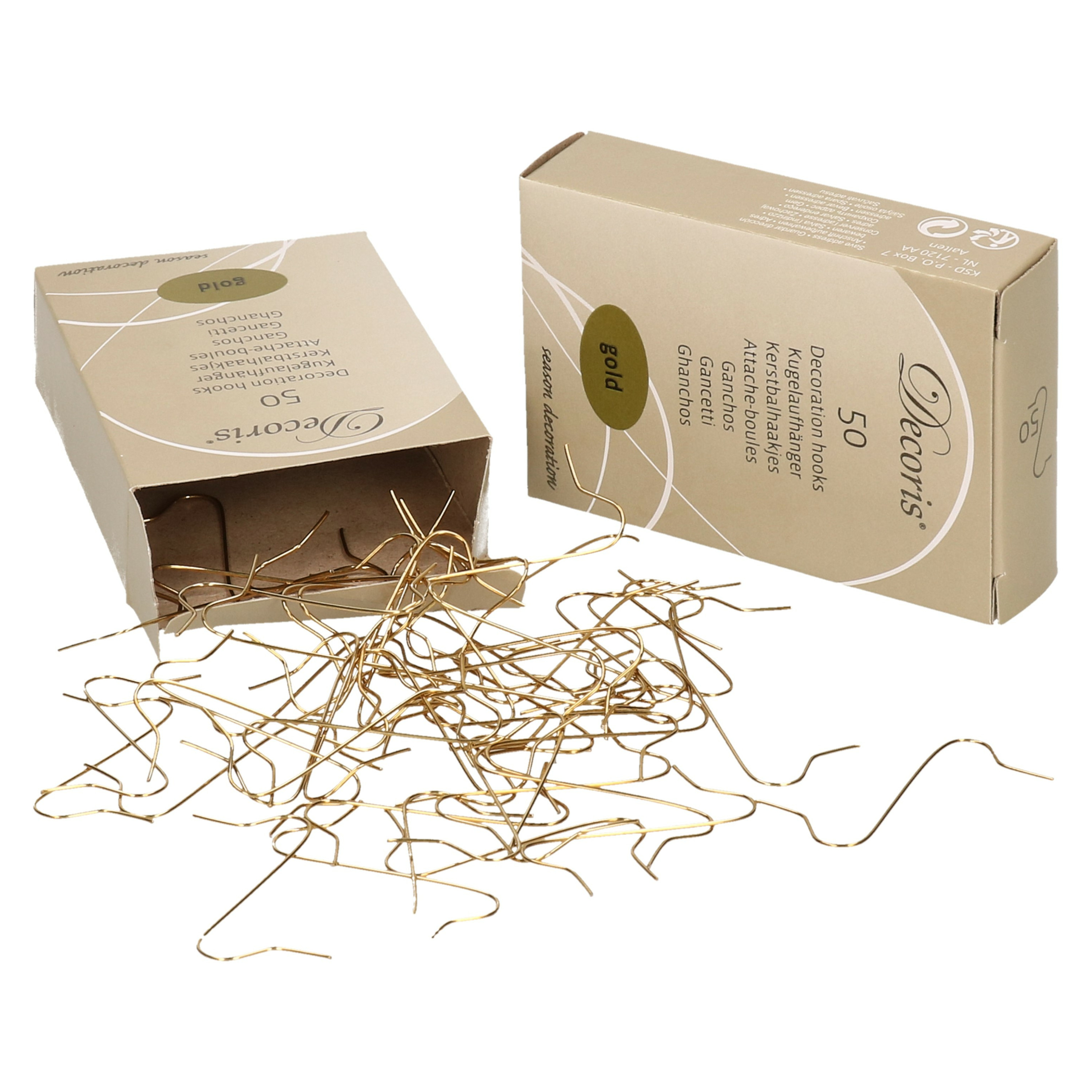 Ophanghaakjes - 1000x - goud - voor kerstballen - 3,5 cm -
