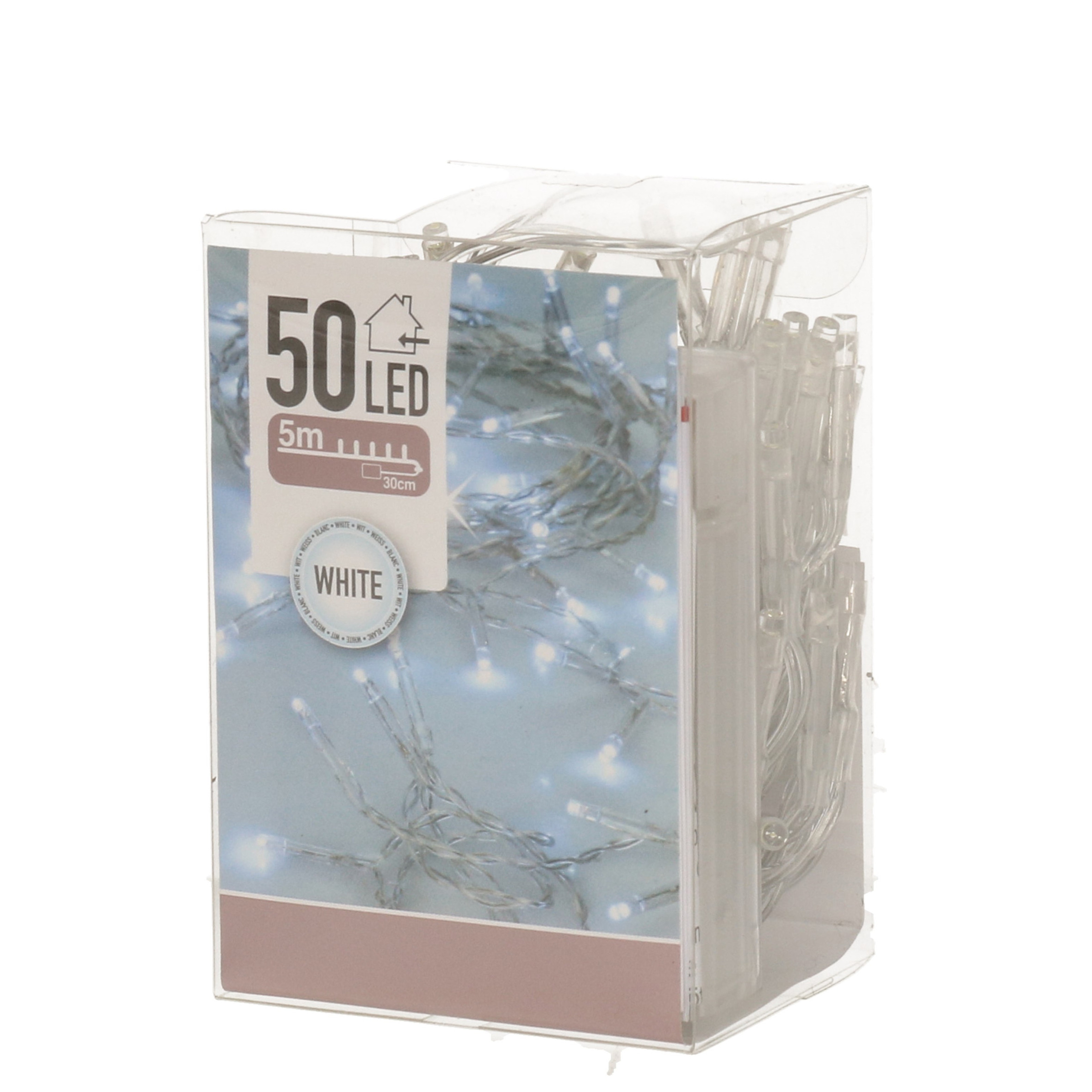 6x Kerstverlichting op batterij helder wit 50 lampjes -