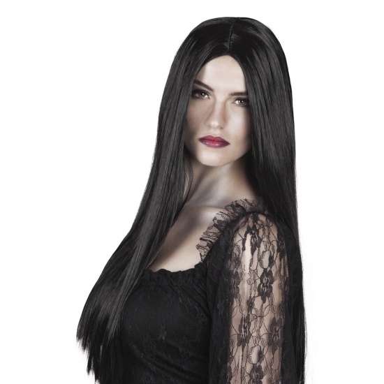 Carnaval verkleed Heksenpruik - lang zwart haar - Dames - Halloween -
