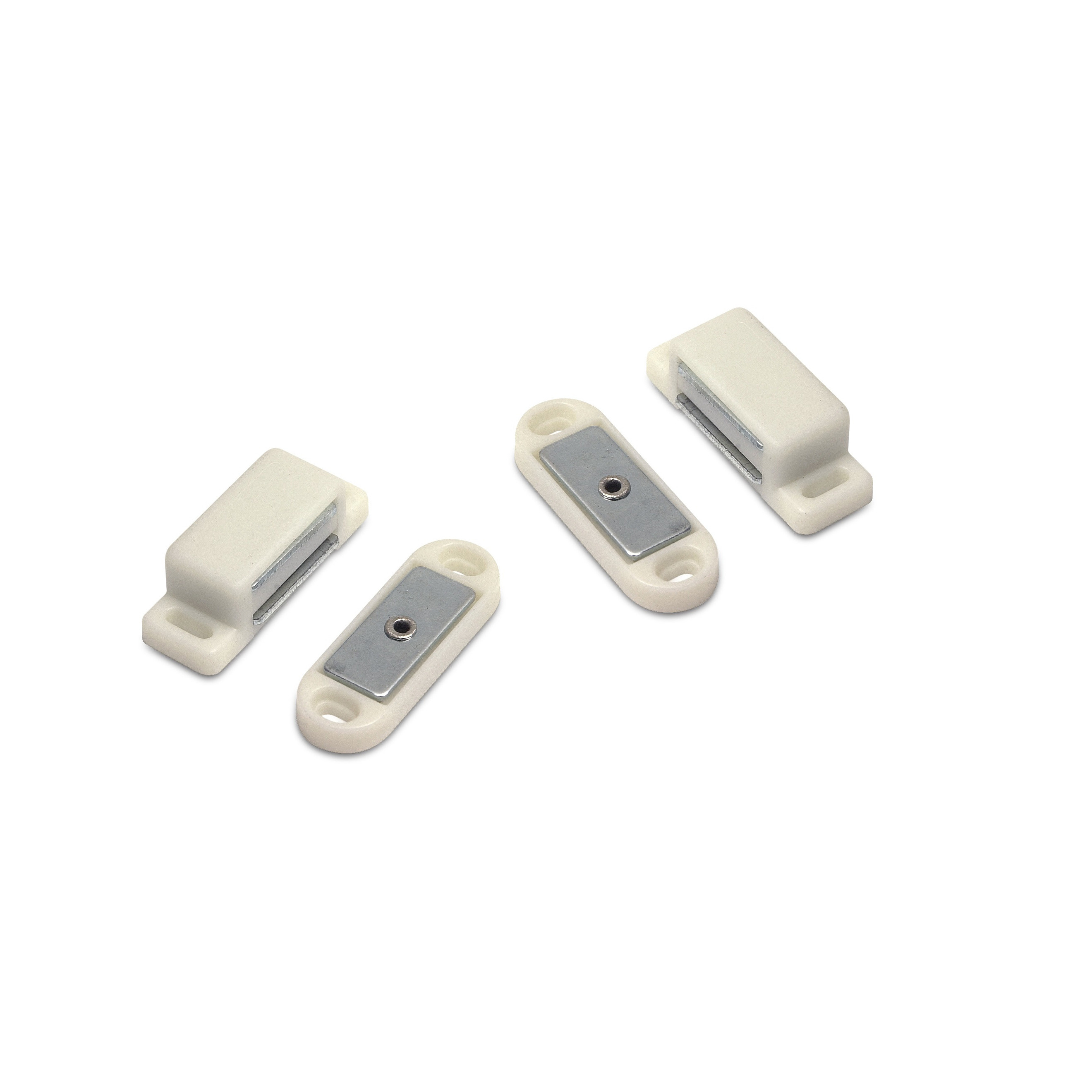 2x stuks magneetsnapper / magneetsnappers met metalen sluitplaat wit 4,7 x 1,4 x 1,6 cm -