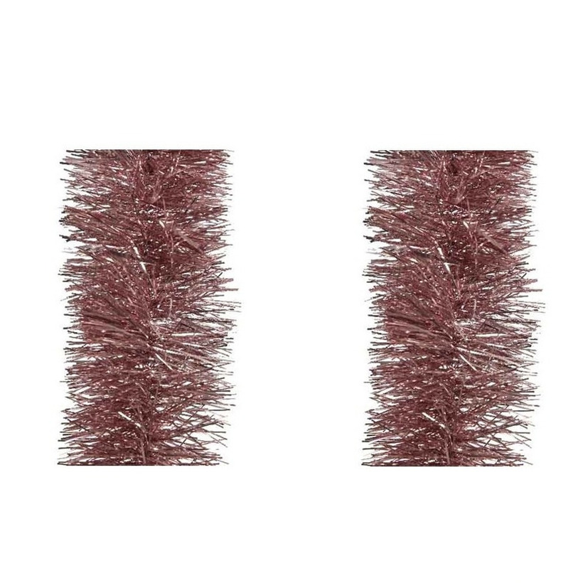 3x stuks oud roze kerstslingers kerstboom 10 cm breed x 270 cm versiering -