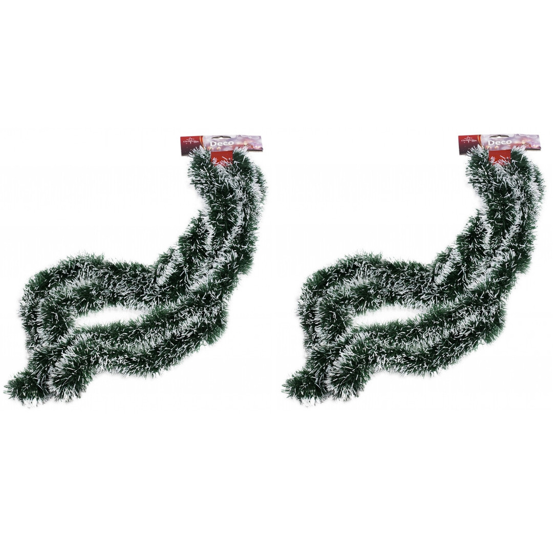 2x stuks besneeuwde folie slingers/kerstslingers 270 cm -