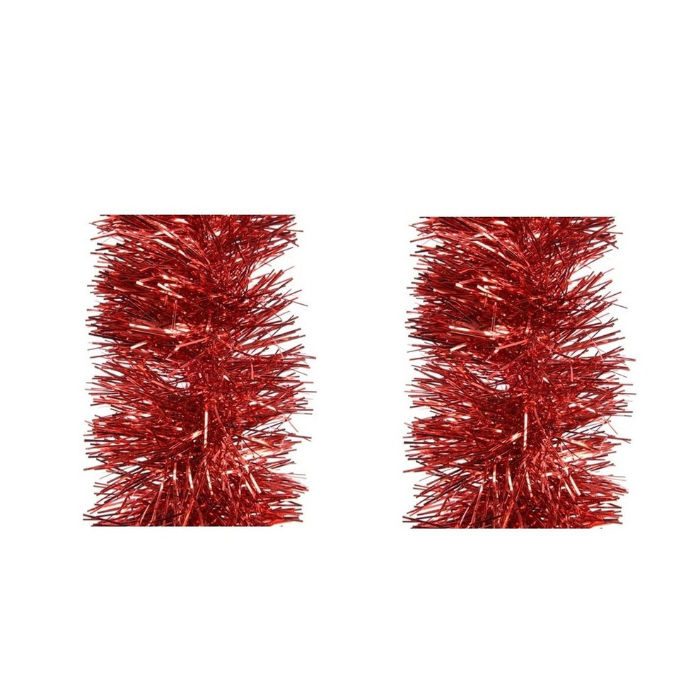 2x Rode folie slingers/guirlandes 270 x 10 cm kerstboomslingers -