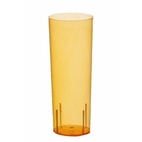 Longdrink glazen - 20x stuks - oranje - kunststof - 300 ml - drinkglazen - plastic glazen -